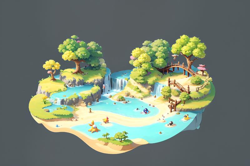 15451-762222472-Concept art, top-down view, surface sand table, game scene sand table, tree, bridge, waterfall, pokemon (creature), grey backgro.png